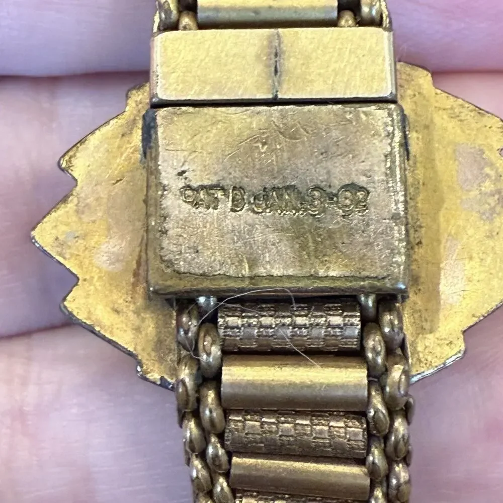 Antique Victorian Gold Filled Mesh Slide Bracelet Amethyst Glass Seed Pearl 1882 - Picture 8 of 13